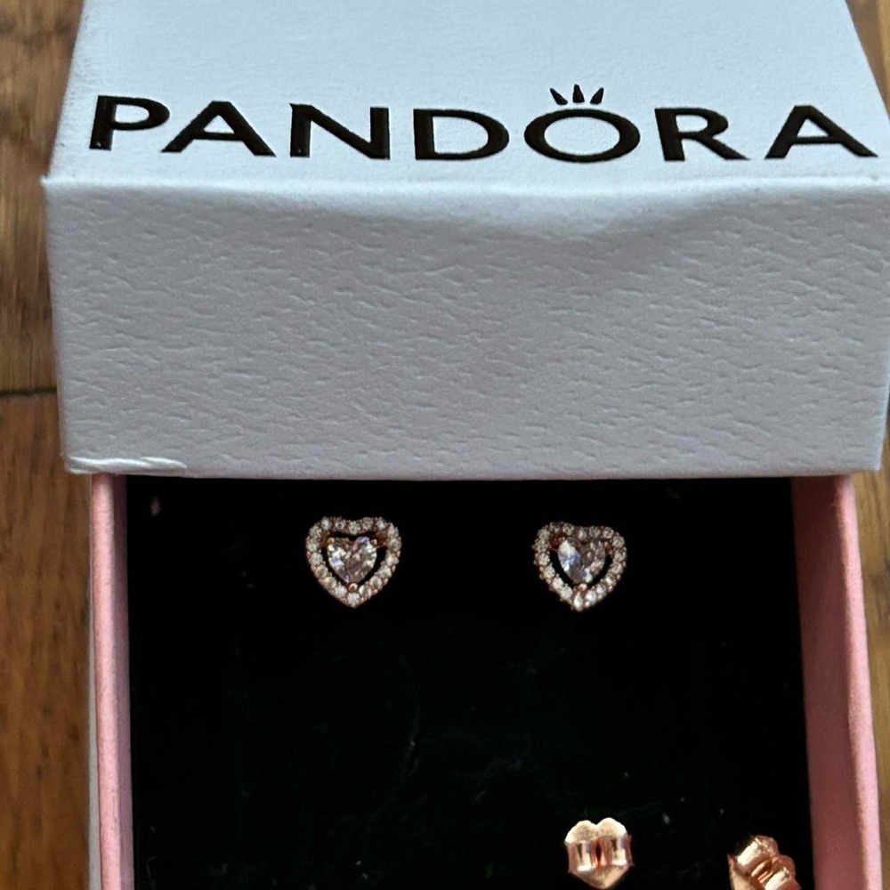 Pandora rose Gold Heart Earrings